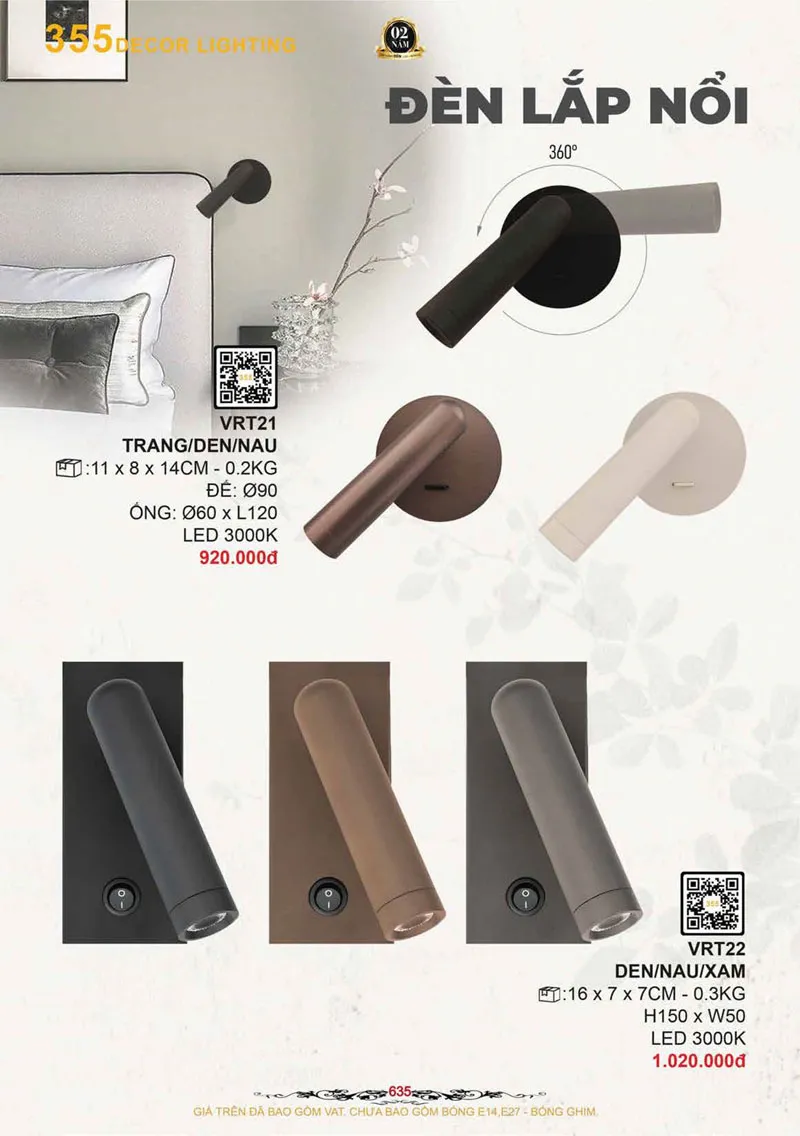Catalogue Đèn Trang Trí 355 Decor 2026 - Trang 636)