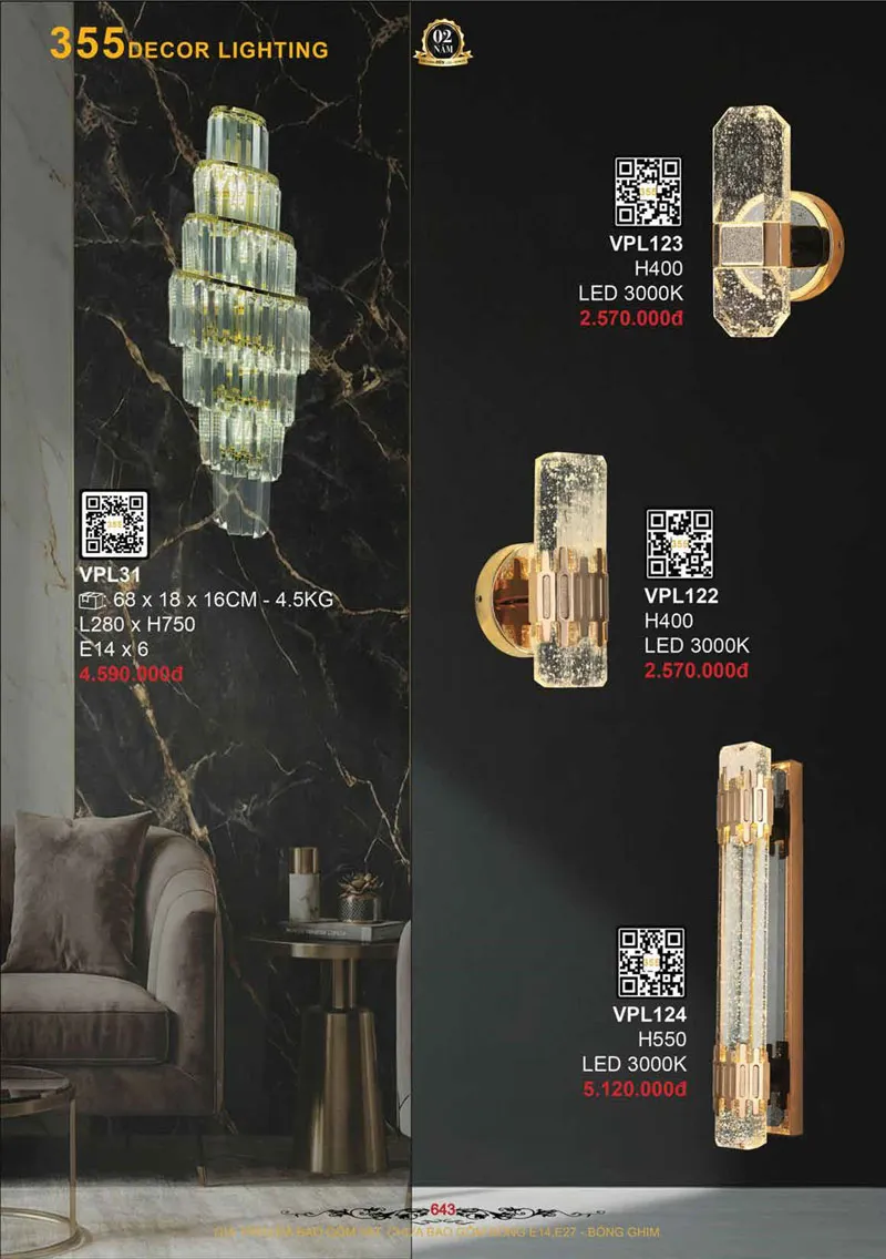 Catalogue Đèn Trang Trí 355 Decor 2026 - Trang 644)