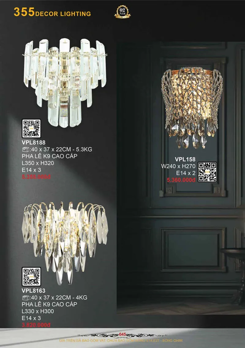 Catalogue Đèn Trang Trí 355 Decor 2026 - Trang 646)