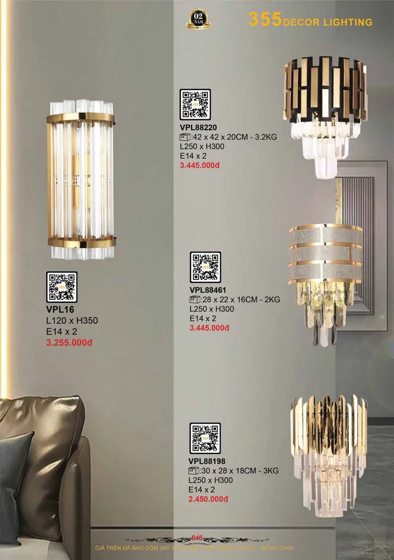 Catalogue Đèn Trang Trí 355 Decor 2026 - Trang 647)