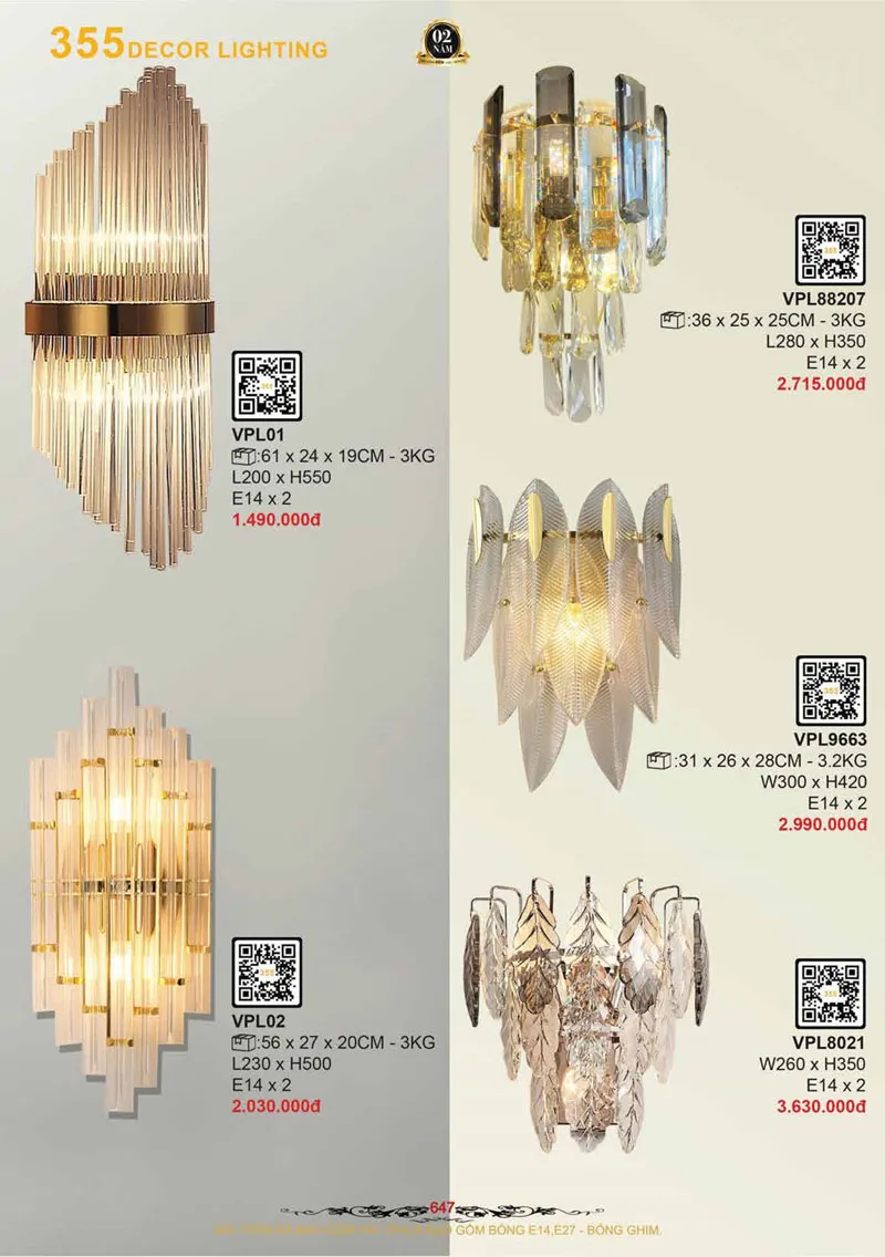 Catalogue Đèn Trang Trí 355 Decor 2026 - Trang 648)