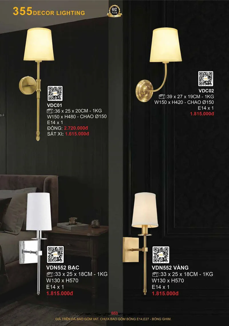 Catalogue Đèn Trang Trí 355 Decor 2026 - Trang 654)