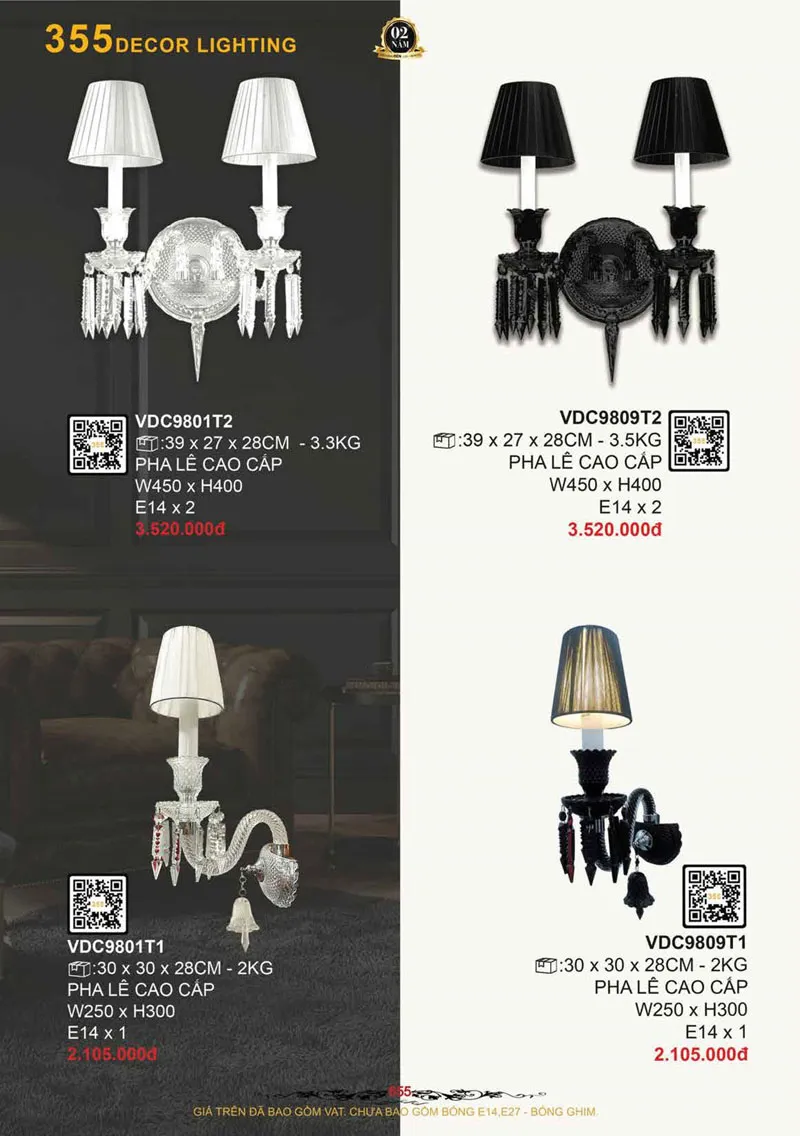 Catalogue Đèn Trang Trí 355 Decor 2026 - Trang 656)