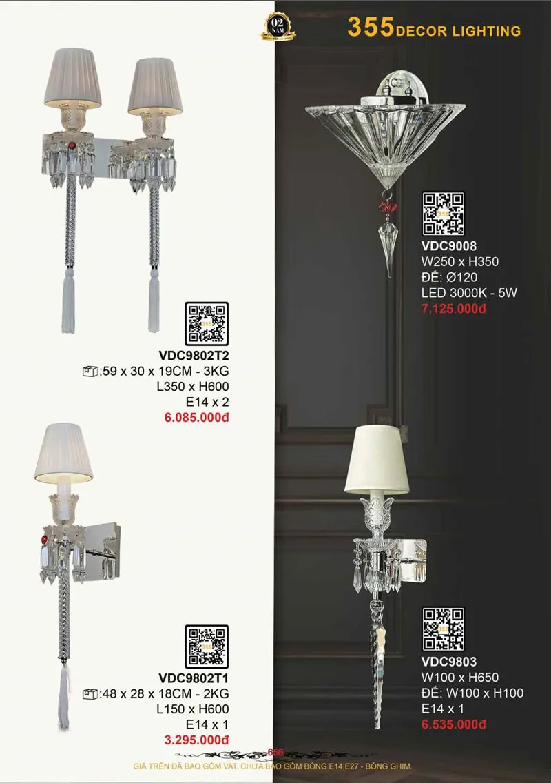 Catalogue Đèn Trang Trí 355 Decor 2026 - Trang 657)