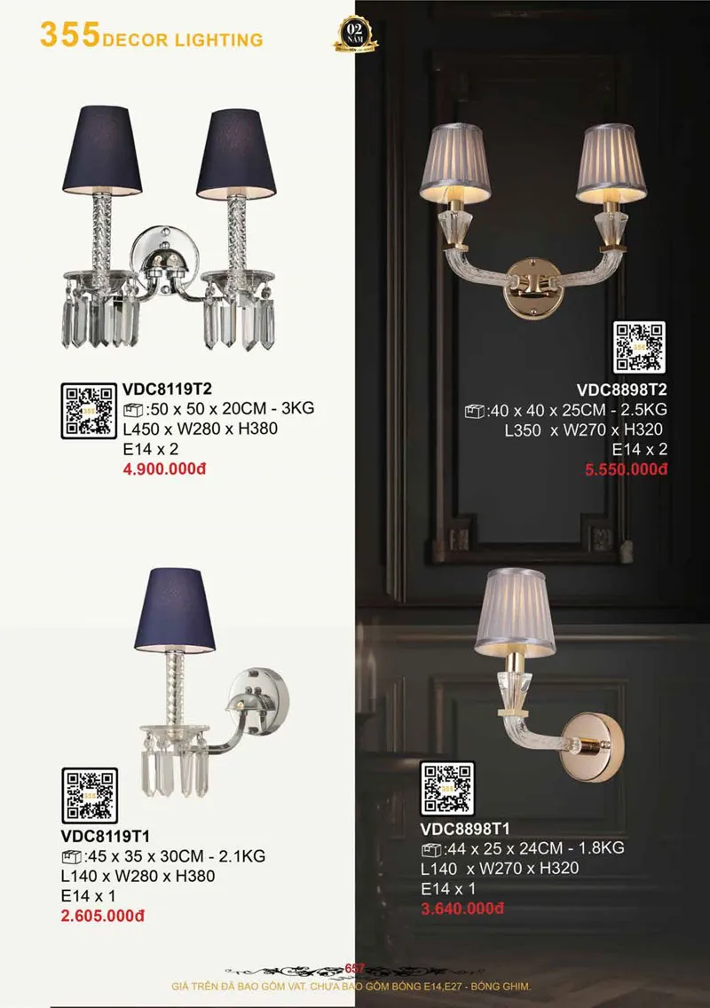 Catalogue Đèn Trang Trí 355 Decor 2026 - Trang 658)