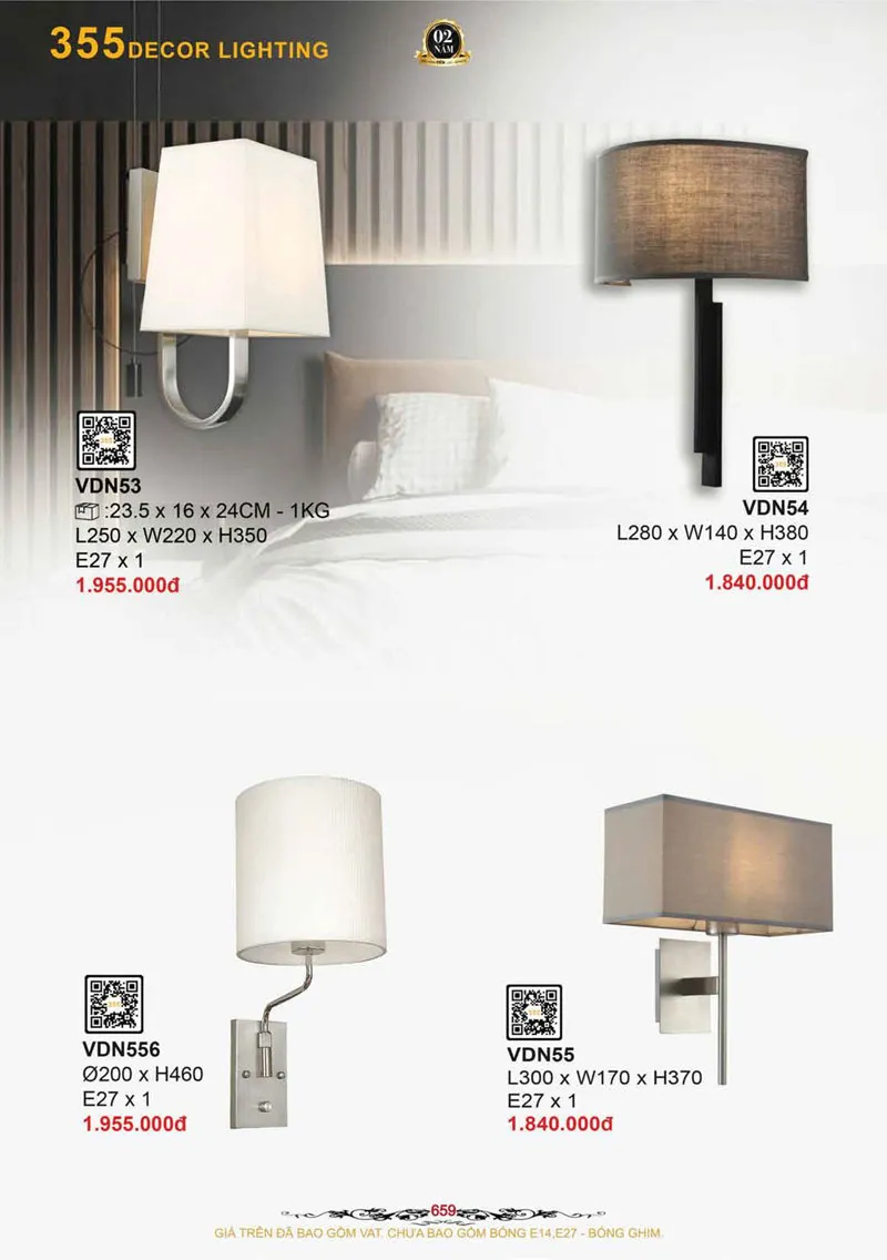 Catalogue Đèn Trang Trí 355 Decor 2026 - Trang 660)
