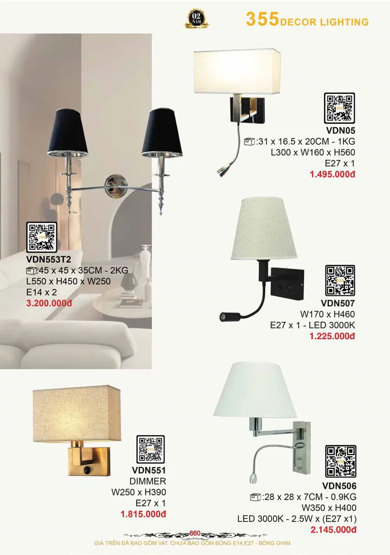 Catalogue Đèn Trang Trí 355 Decor 2026 - Trang 661)