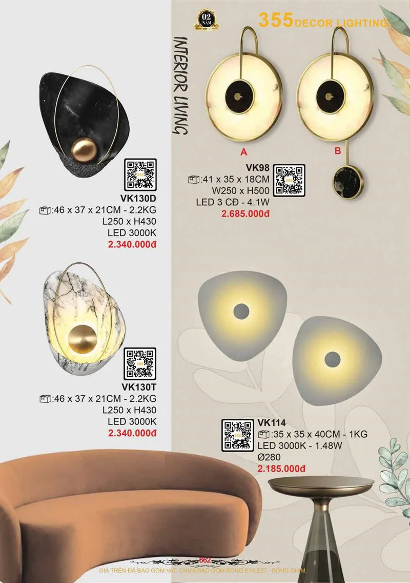 Catalogue Đèn Trang Trí 355 Decor 2026 - Trang 663)