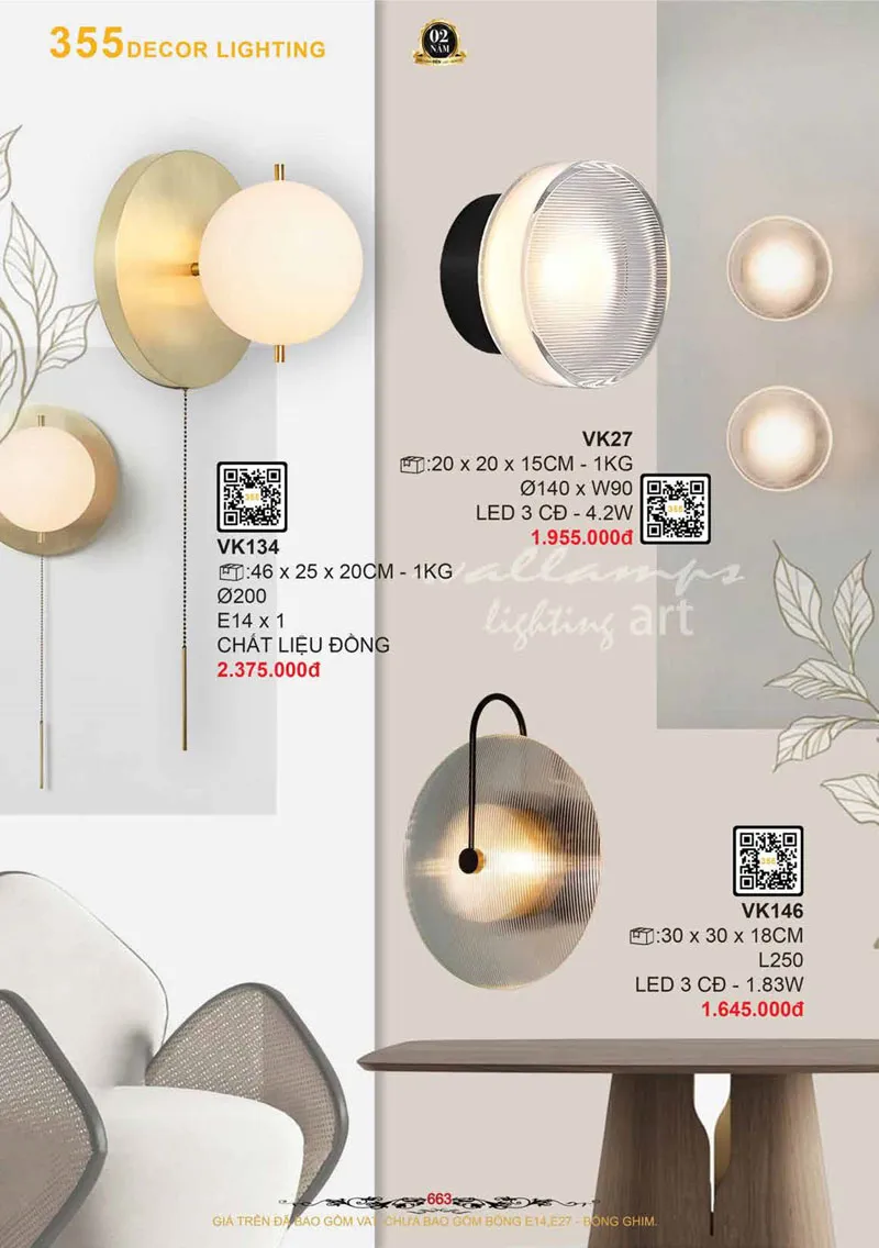 Catalogue Đèn Trang Trí 355 Decor 2026 - Trang 664)