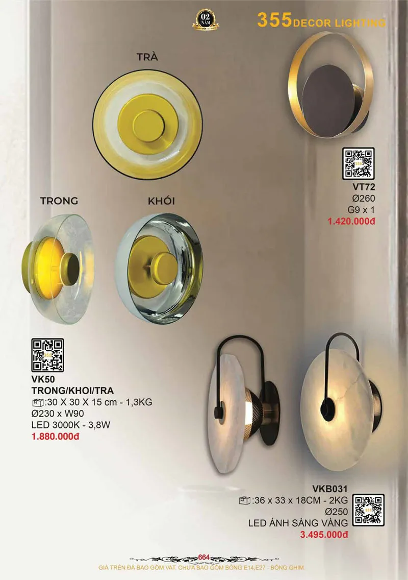 Catalogue Đèn Trang Trí 355 Decor 2026 - Trang 665)