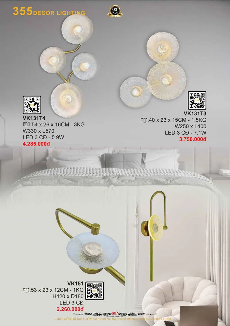 Catalogue Đèn Trang Trí 355 Decor 2026 - Trang 668)