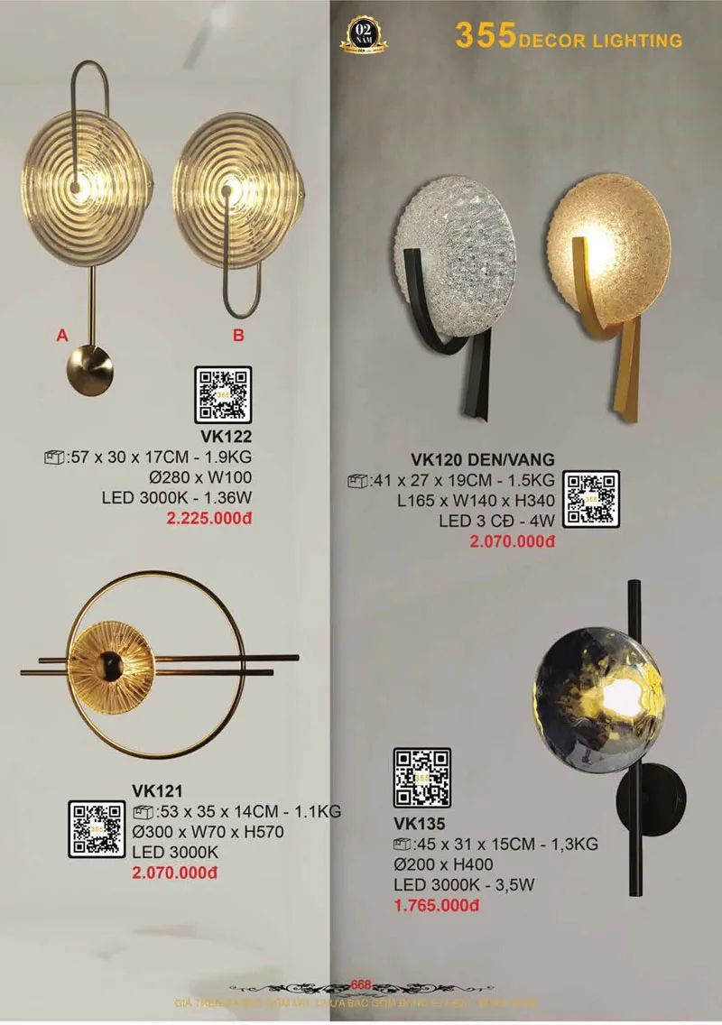Catalogue Đèn Trang Trí 355 Decor 2026 - Trang 669)