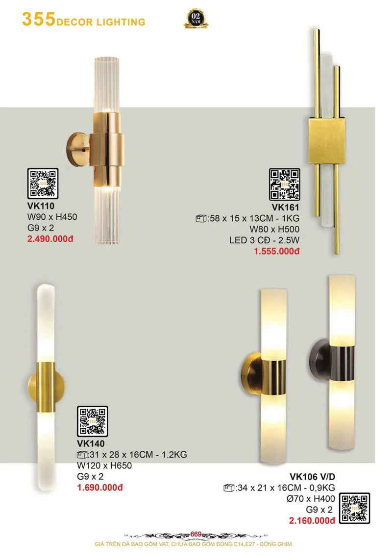 Catalogue Đèn Trang Trí 355 Decor 2026 - Trang 670)