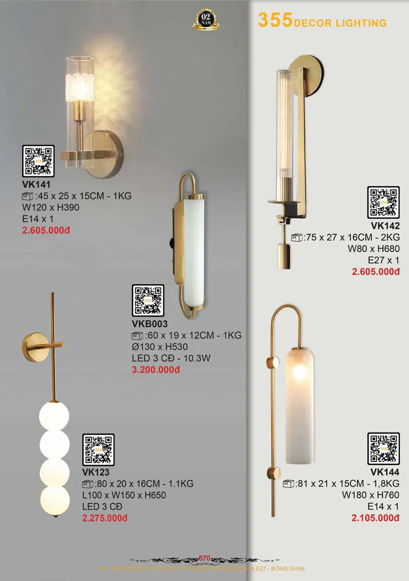 Catalogue Đèn Trang Trí 355 Decor 2026 - Trang 671)