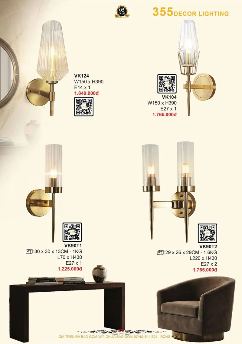 Catalogue Đèn Trang Trí 355 Decor 2026 - Trang 673)