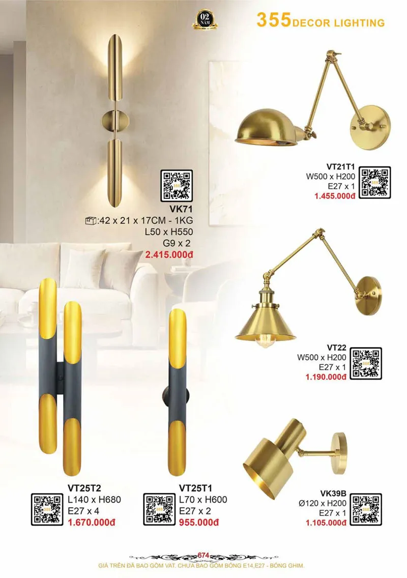 Catalogue Đèn Trang Trí 355 Decor 2026 - Trang 675)