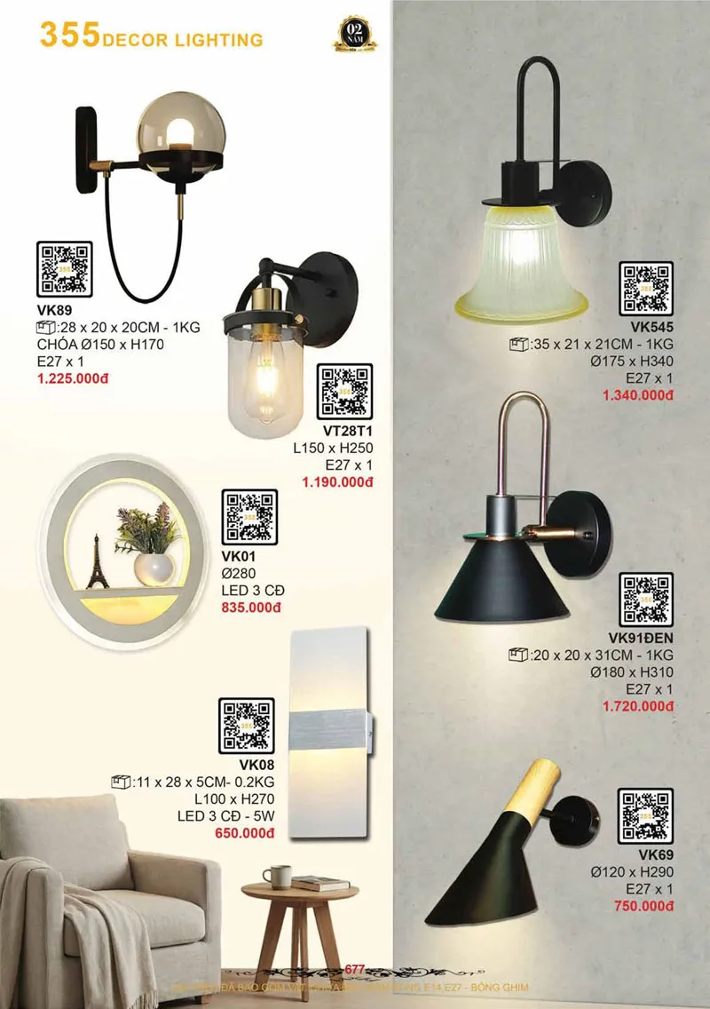 Catalogue Đèn Trang Trí 355 Decor 2026 - Trang 678)