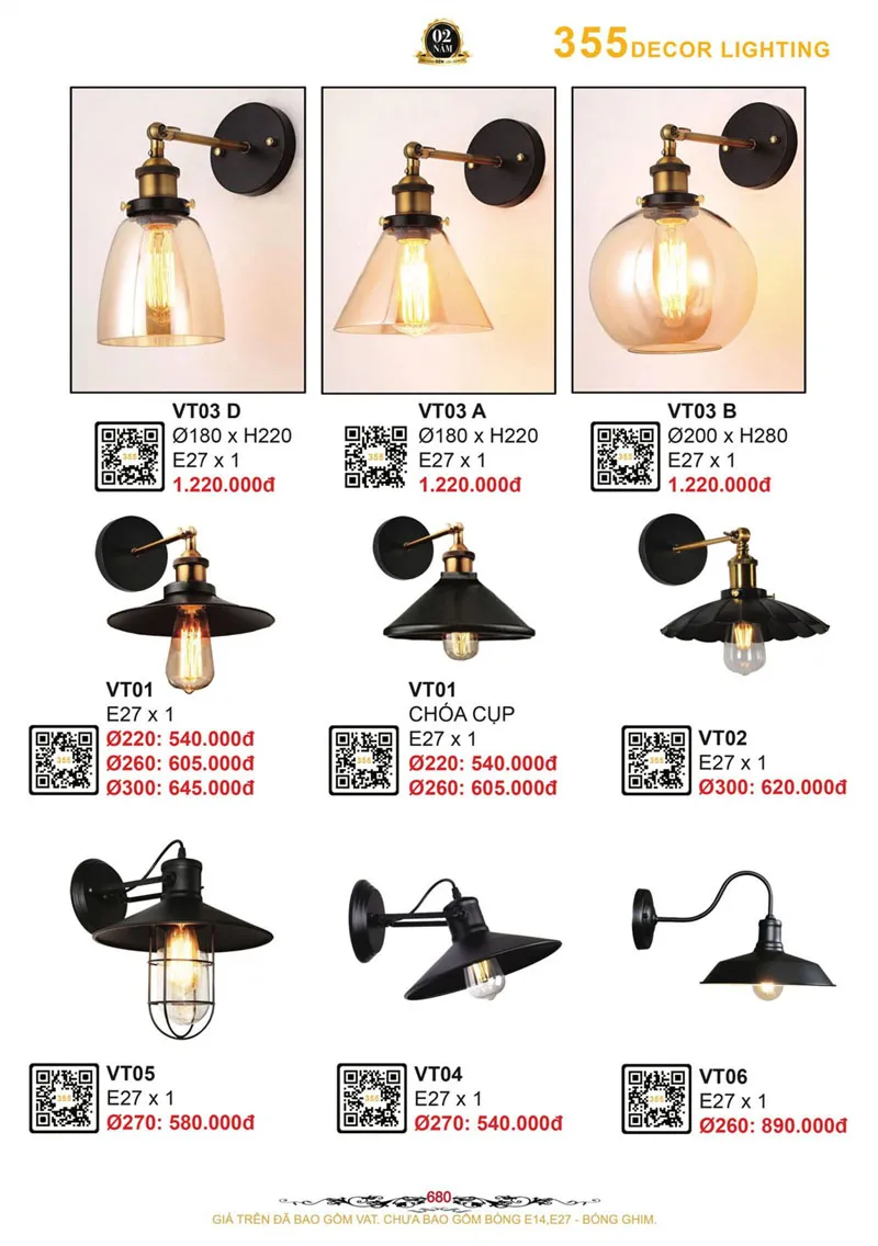 Catalogue Đèn Trang Trí 355 Decor 2026 - Trang 681)