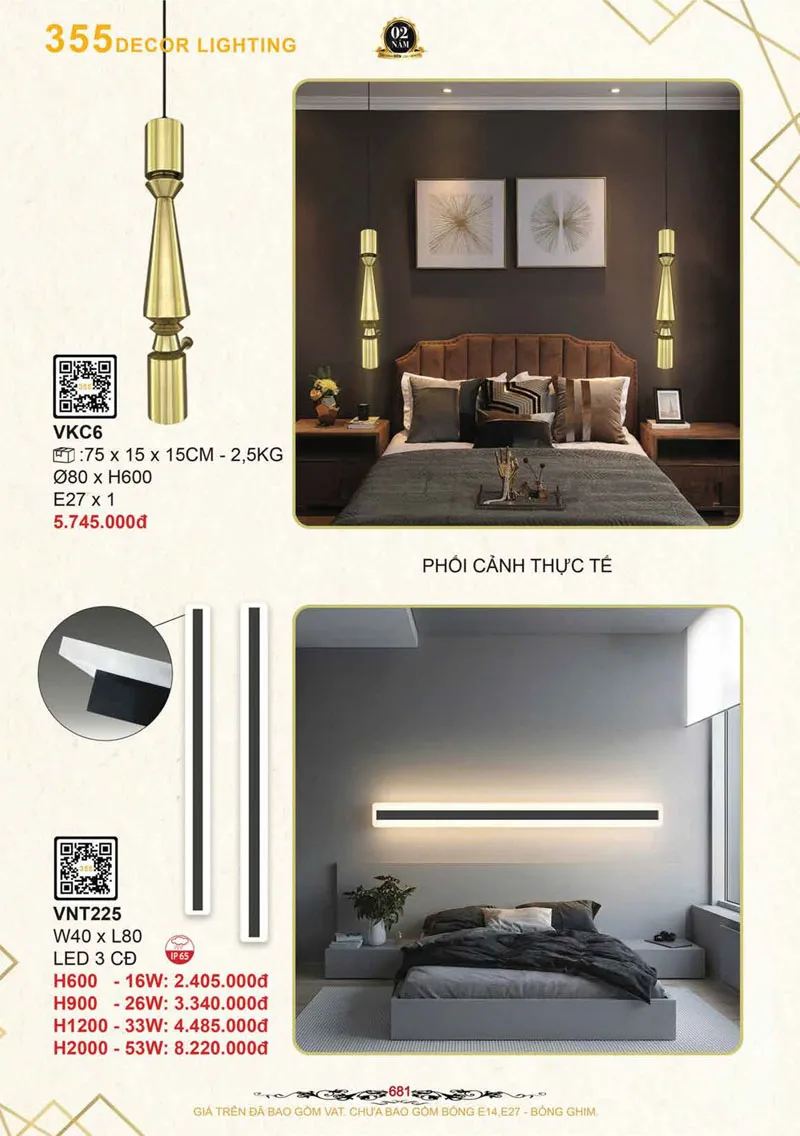 Catalogue Đèn Trang Trí 355 Decor 2026 - Trang 682)