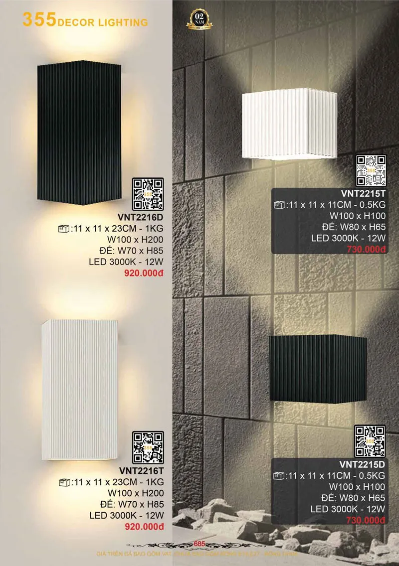 Catalogue Đèn Trang Trí 355 Decor 2026 - Trang 686)