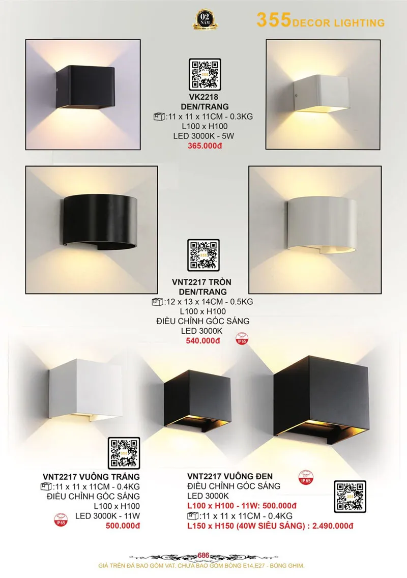 Catalogue Đèn Trang Trí 355 Decor 2026 - Trang 687)