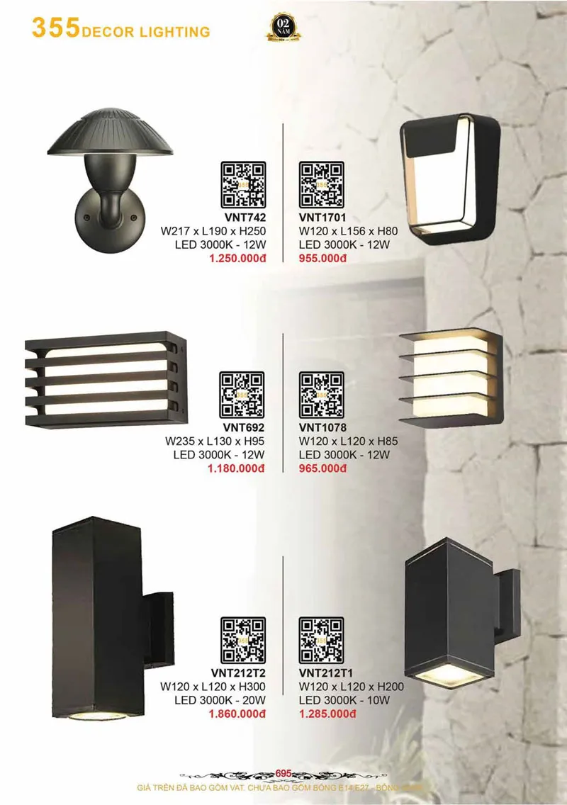Catalogue Đèn Trang Trí 355 Decor 2026 - Trang 696)