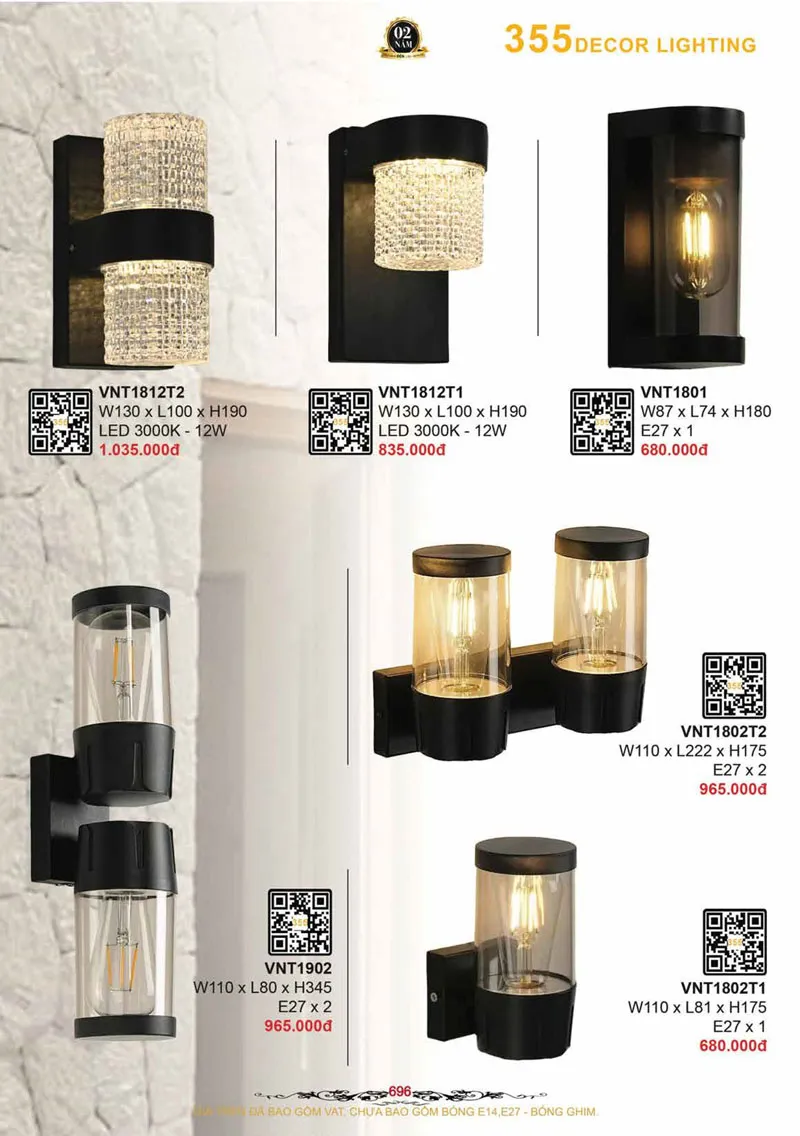 Catalogue Đèn Trang Trí 355 Decor 2026 - Trang 697)