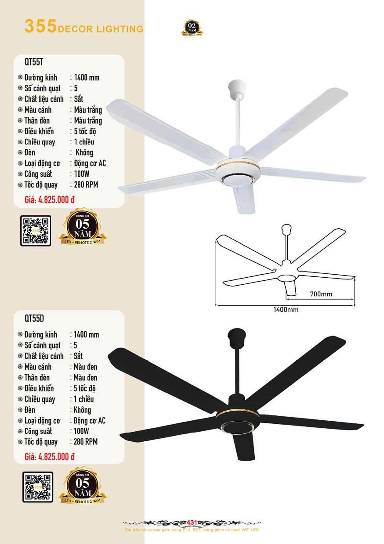 Catalogue Quạt Đèn Trang Trí 355 Decor 2024 - Trang 2)