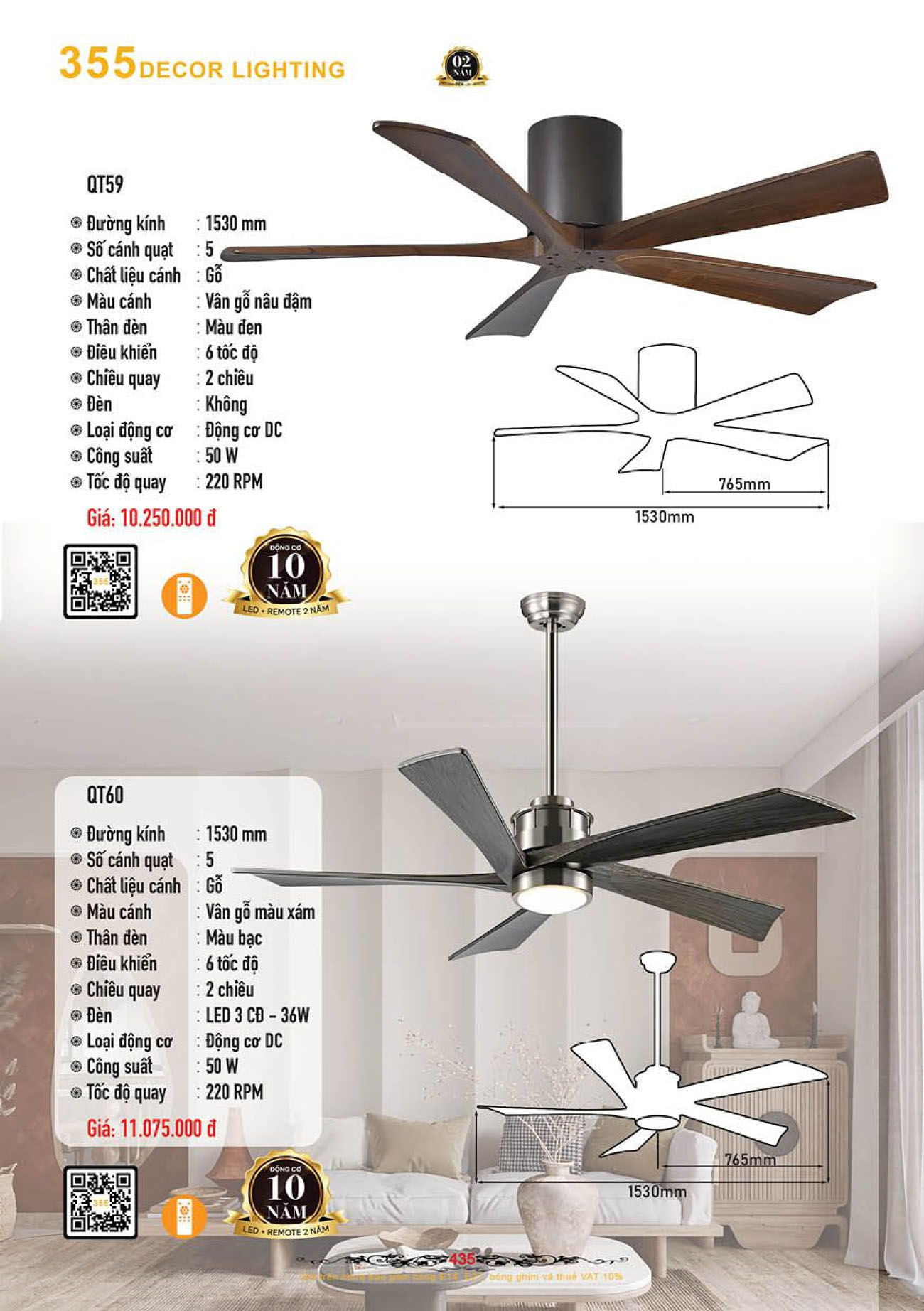 Catalogue Quạt Đèn Trang Trí 355 Decor 2024 - Trang 6)