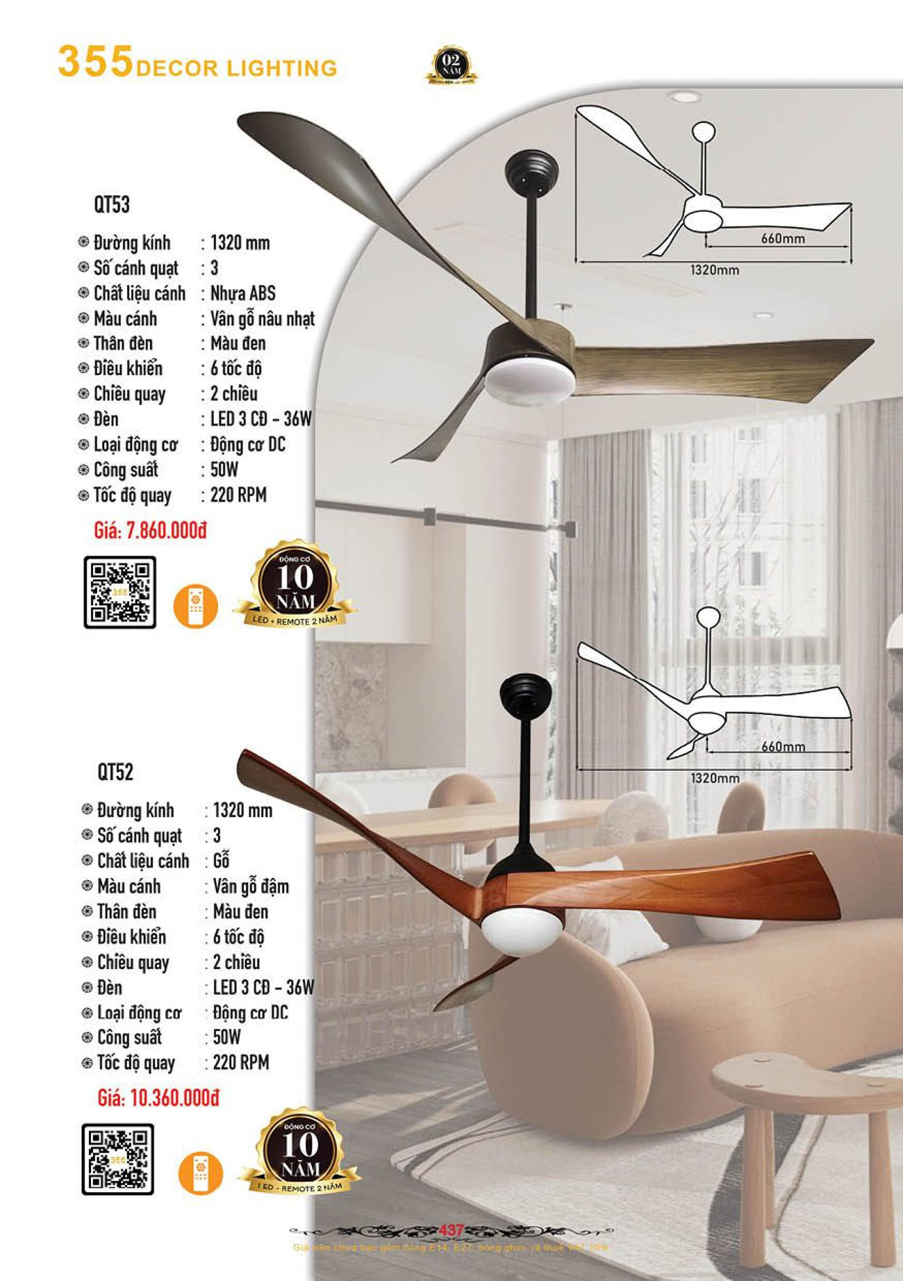 Catalogue Quạt Đèn Trang Trí 355 Decor 2024 - Trang 8)