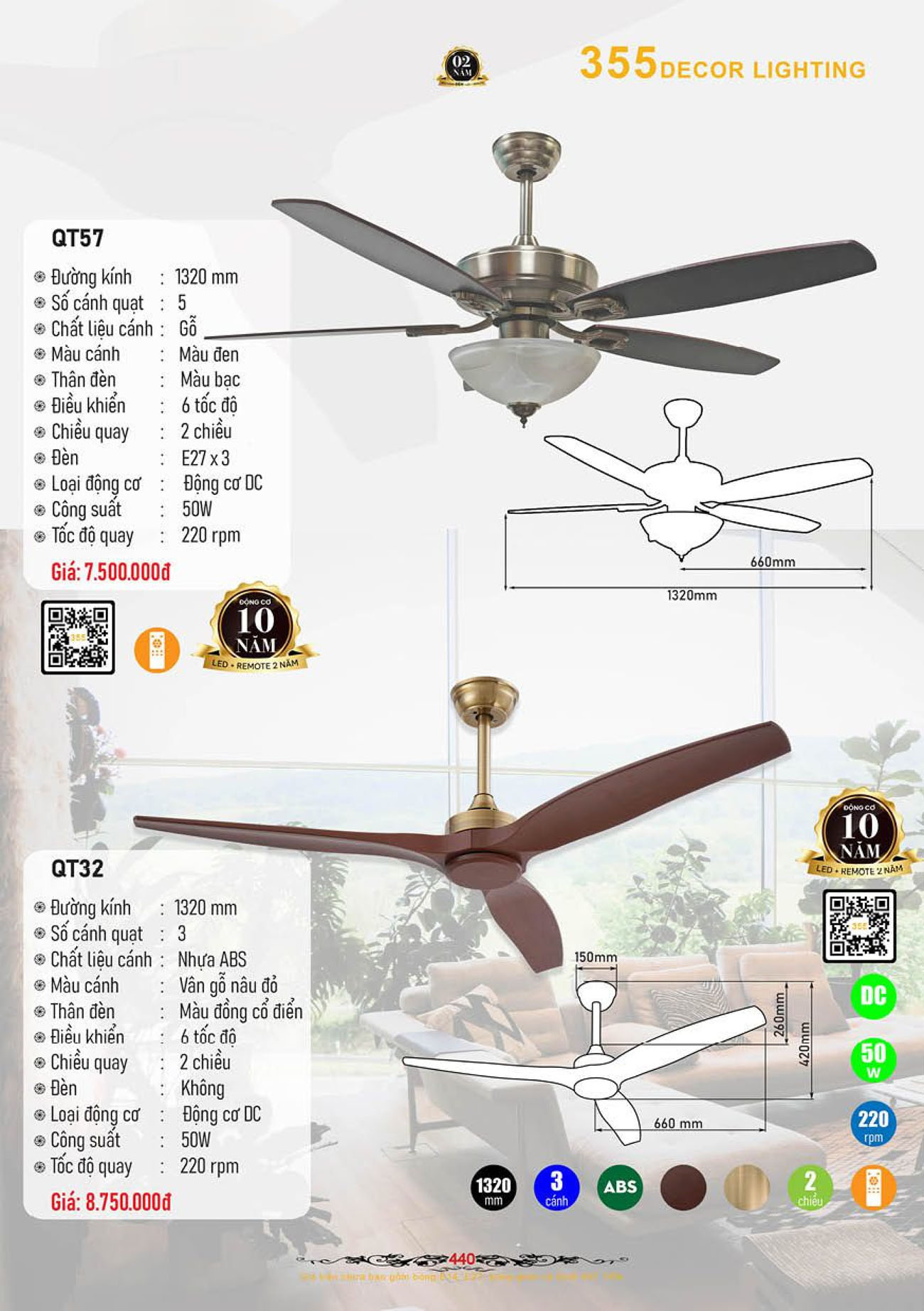 Catalogue Quạt Đèn Trang Trí 355 Decor 2024 - Trang 11)