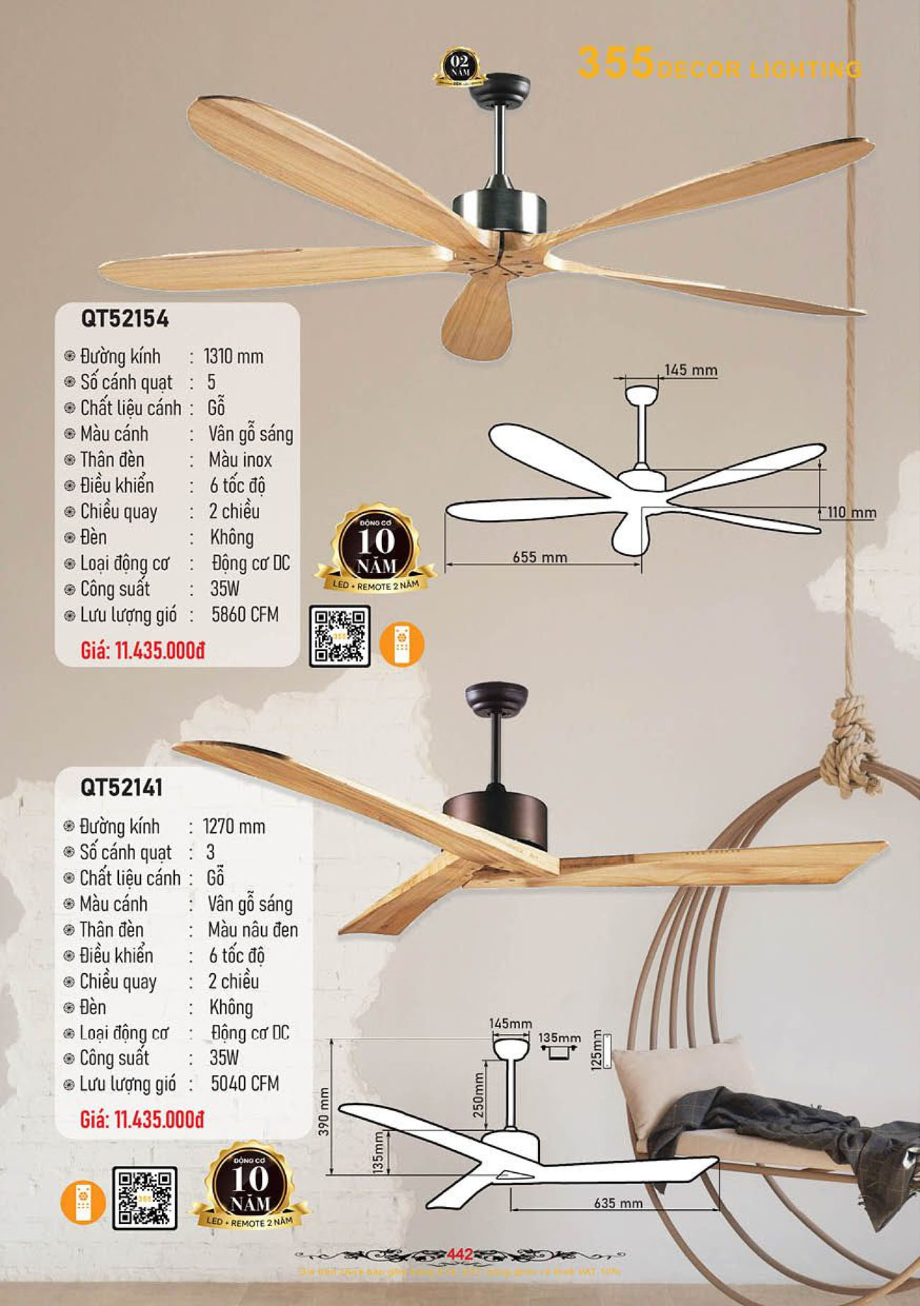 Catalogue Quạt Đèn Trang Trí 355 Decor 2024 - Trang 13)