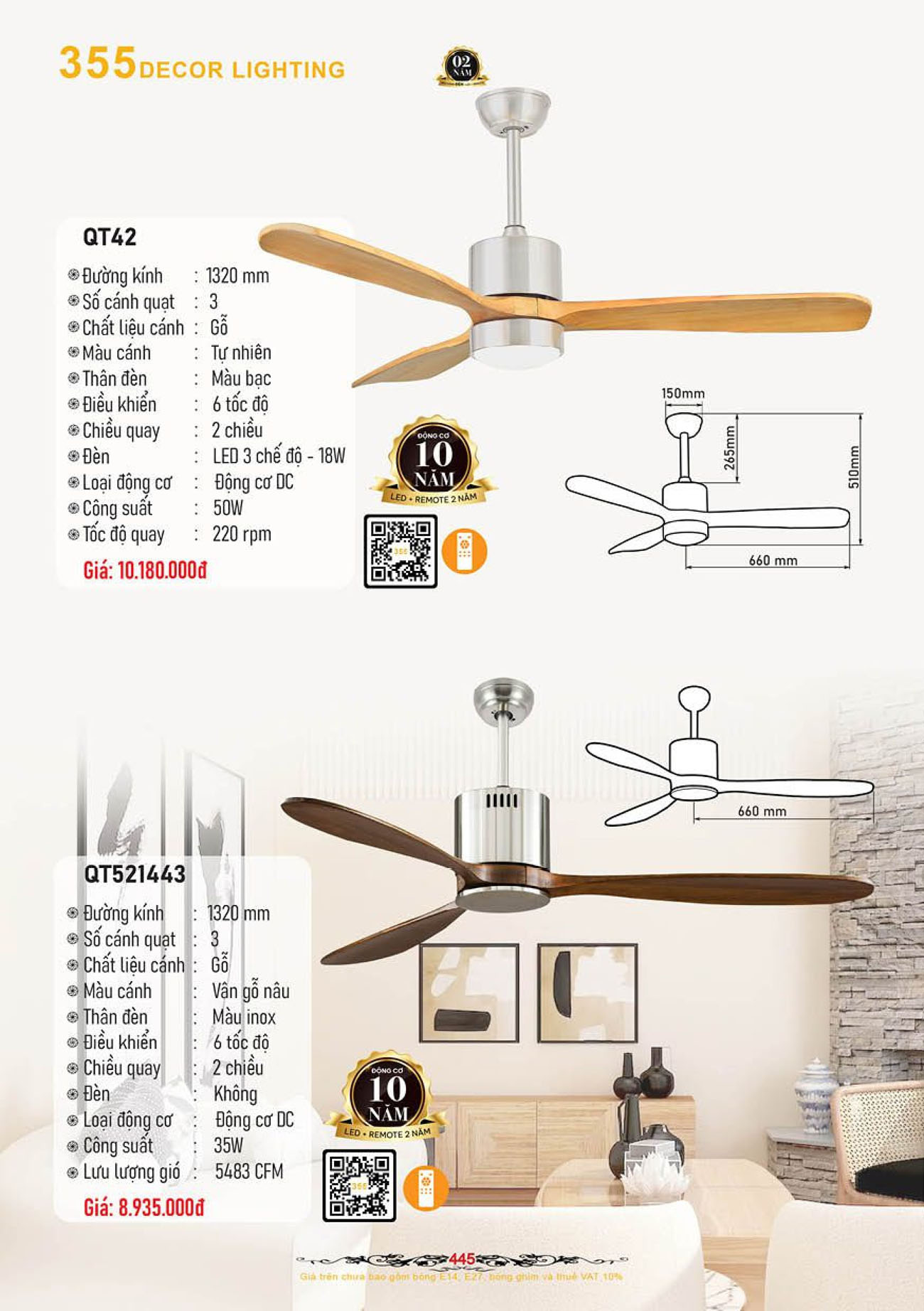 Catalogue Quạt Đèn Trang Trí 355 Decor 2024 - Trang 16)