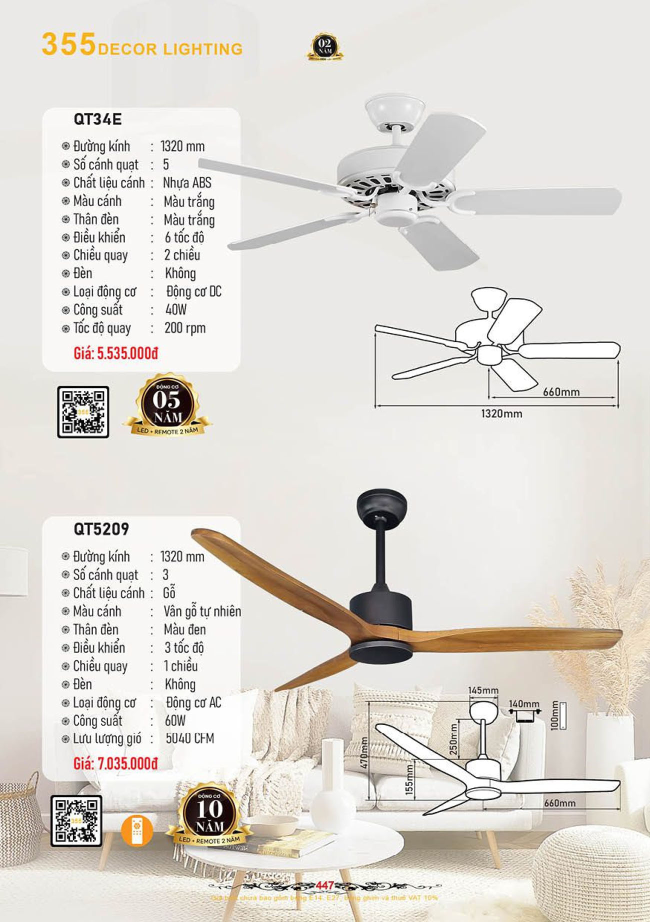 Catalogue Quạt Đèn Trang Trí 355 Decor 2024 - Trang 18)