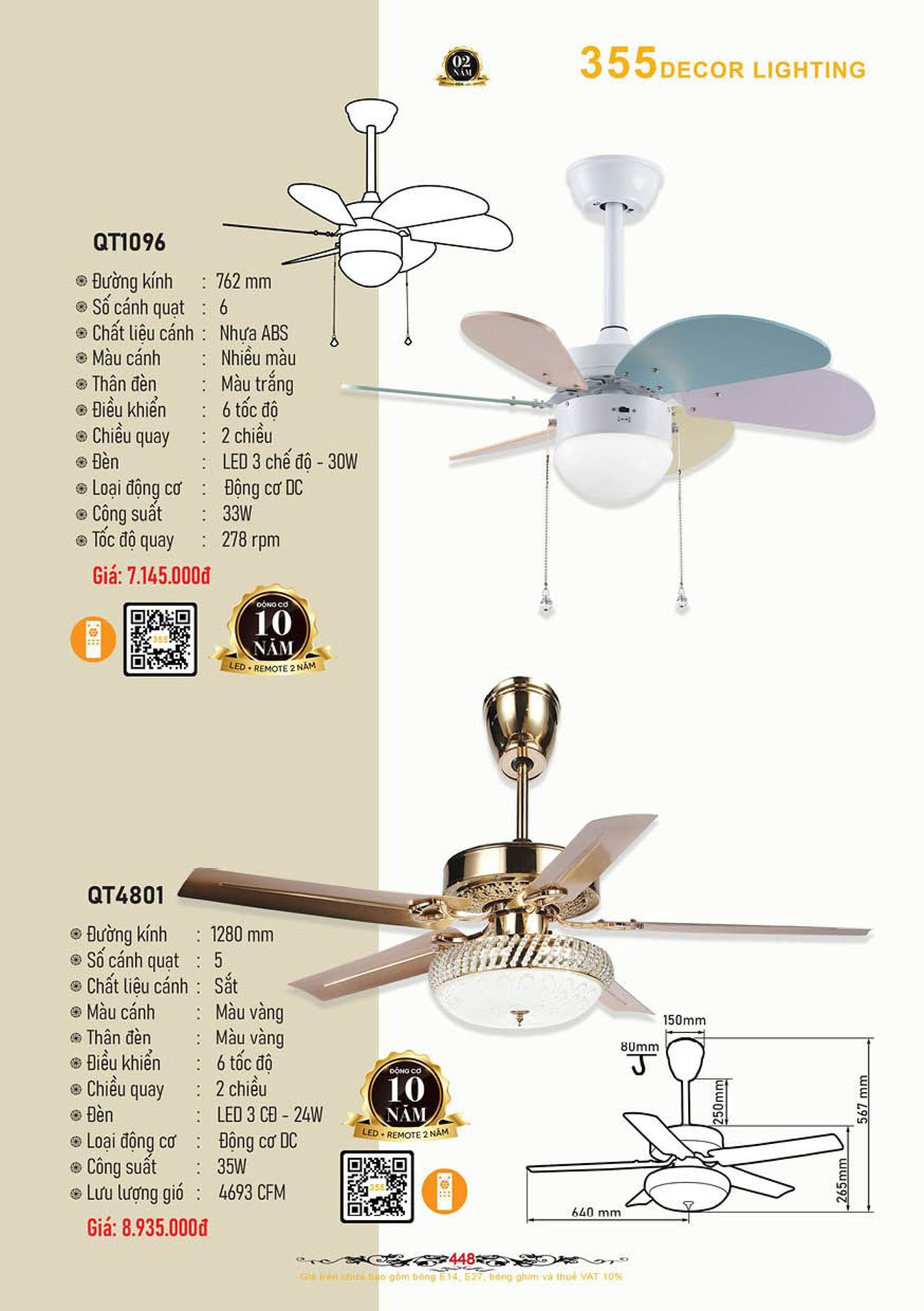 Catalogue Quạt Đèn Trang Trí 355 Decor 2024 - Trang 19)