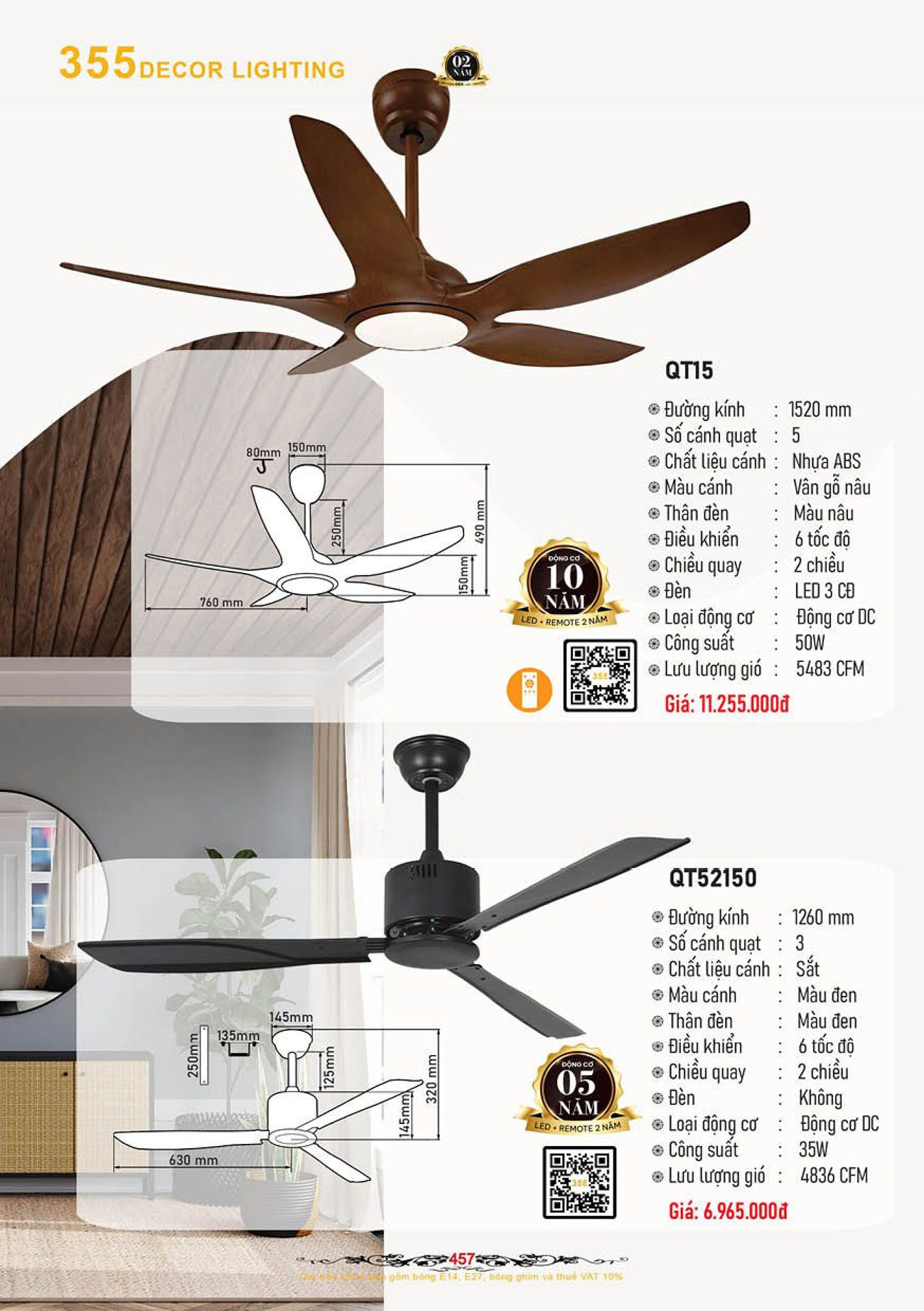 Catalogue Quạt Đèn Trang Trí 355 Decor 2024 - Trang 28)