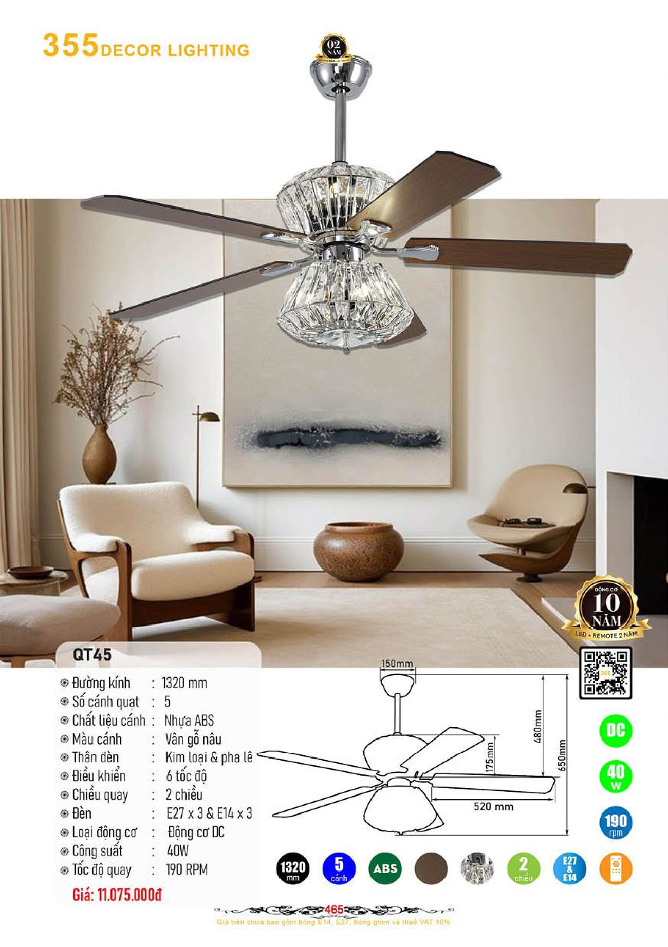 Catalogue Quạt Đèn Trang Trí 355 Decor 2024 - Trang 36)
