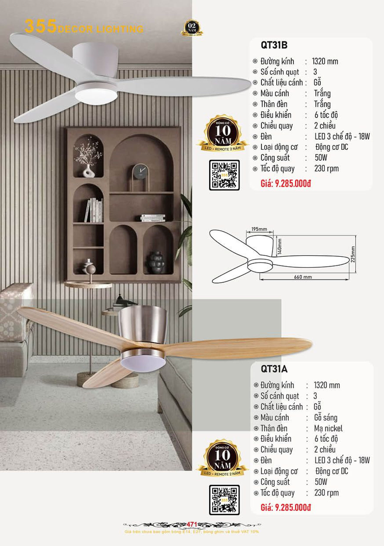 Catalogue Quạt Đèn Trang Trí 355 Decor 2024 - Trang 42)