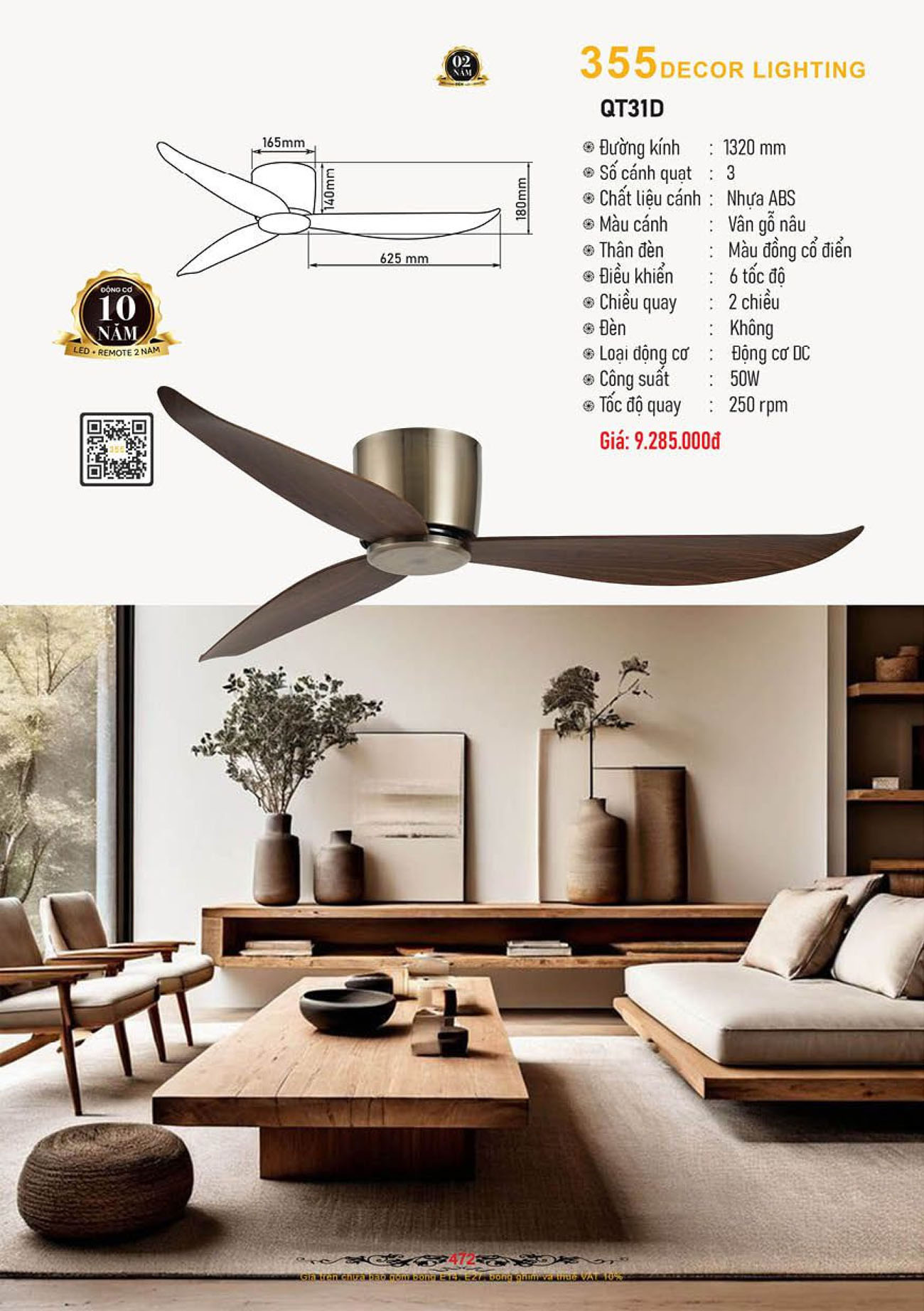 Catalogue Quạt Đèn Trang Trí 355 Decor 2024 - Trang 43)