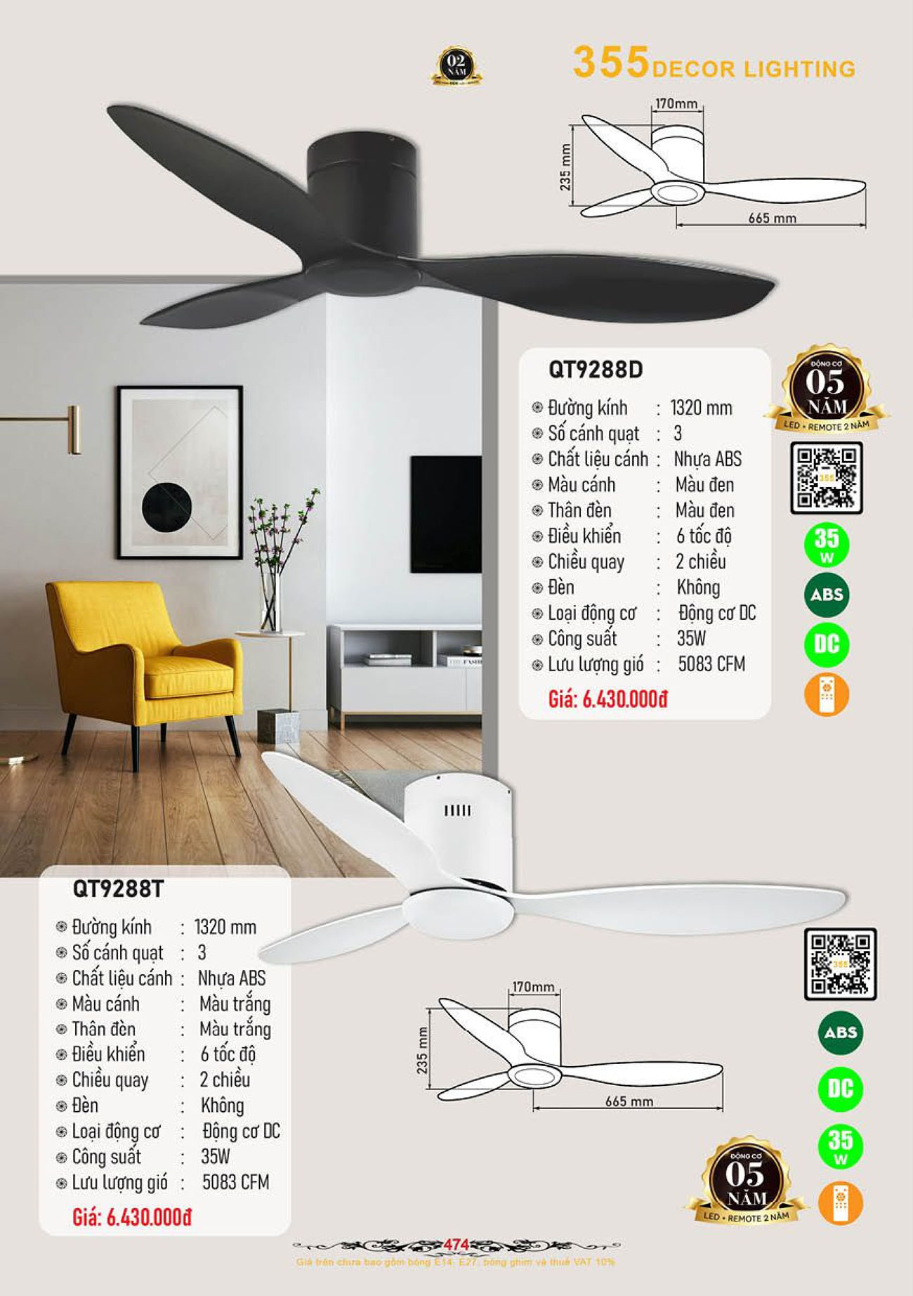 Catalogue Quạt Đèn Trang Trí 355 Decor 2024 - Trang 45)