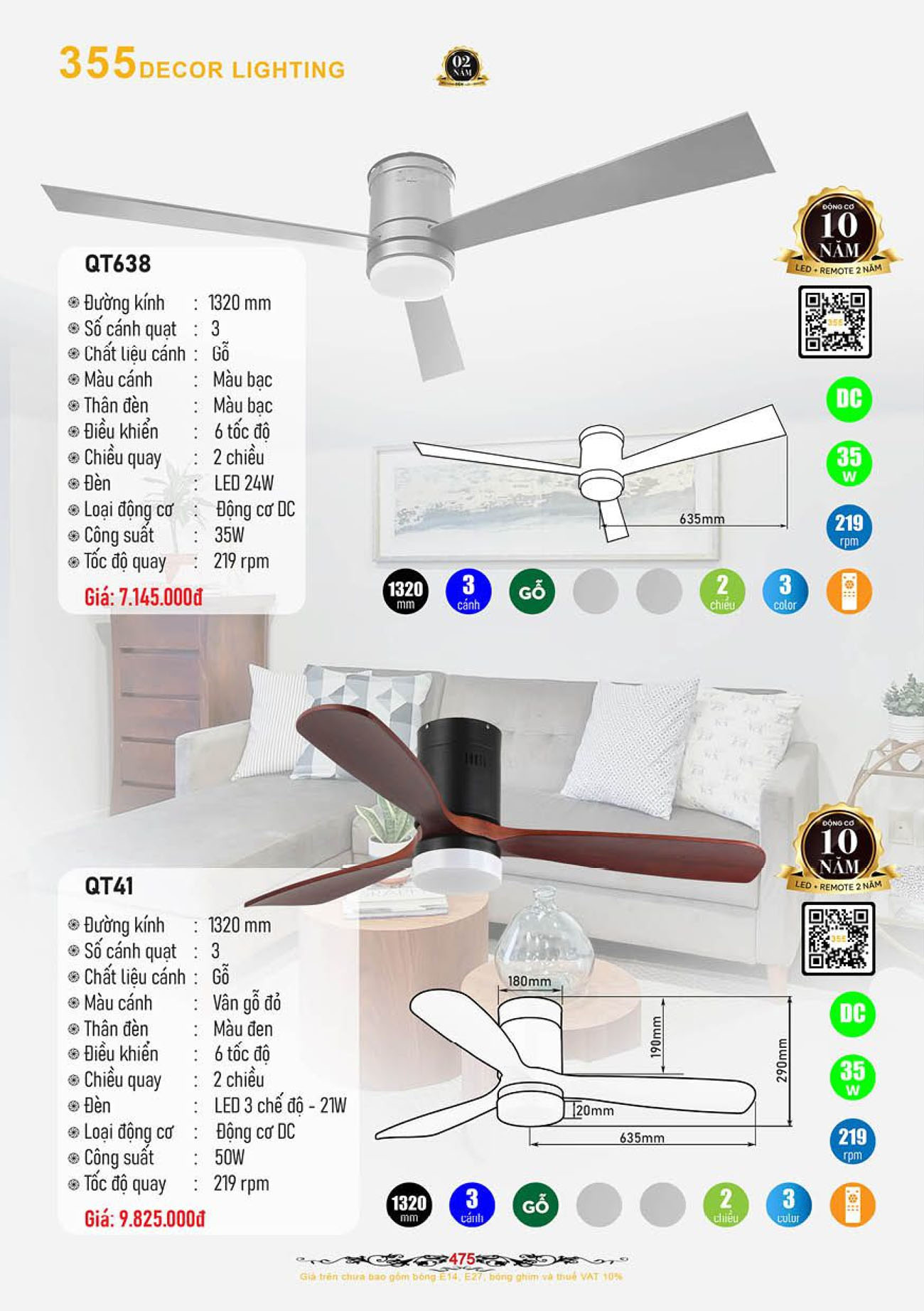 Catalogue Quạt Đèn Trang Trí 355 Decor 2024 - Trang 46)