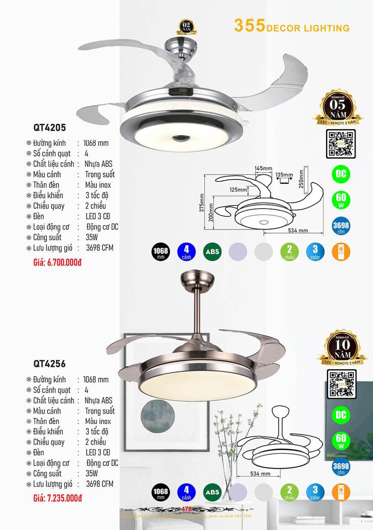 Catalogue Quạt Đèn Trang Trí 355 Decor 2024 - Trang 49)