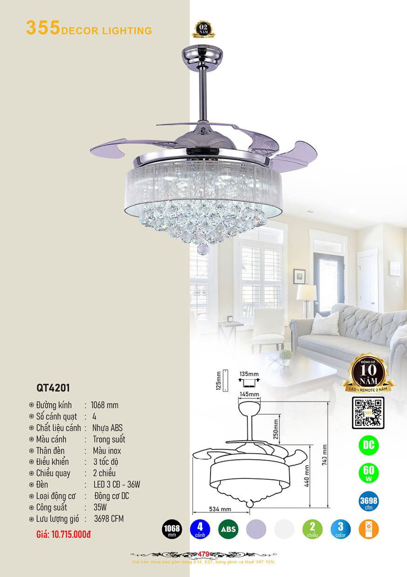 Catalogue Quạt Đèn Trang Trí 355 Decor 2024 - Trang 50)