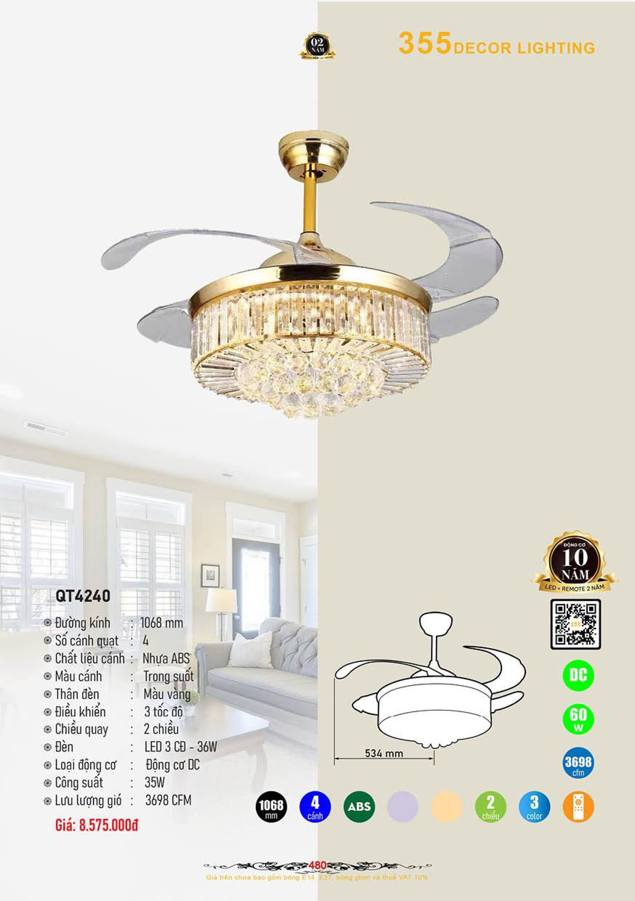 Catalogue Quạt Đèn Trang Trí 355 Decor 2024 - Trang 51)