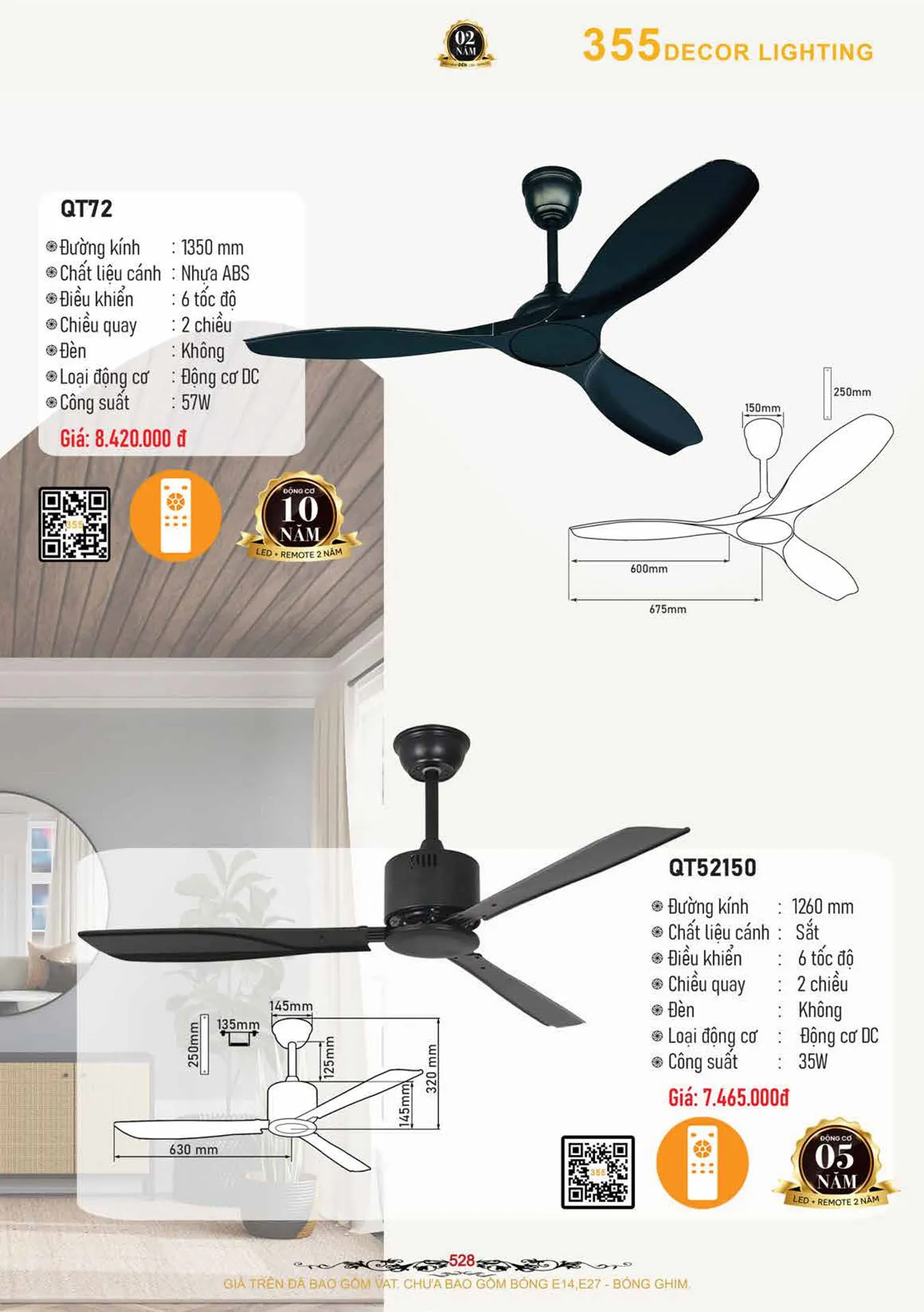 Catalogue Quạt Đèn Trang Trí 355 Decor 2026 - Trang 2)