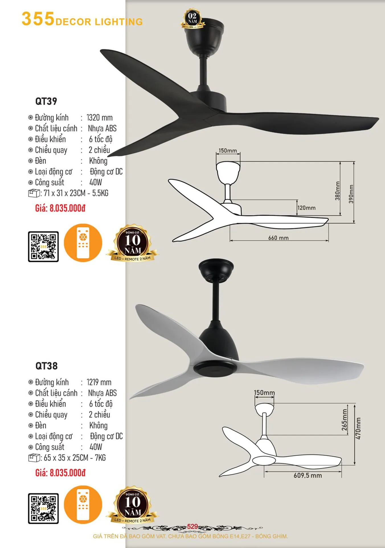 Catalogue Quạt Đèn Trang Trí 355 Decor 2026 - Trang 3)