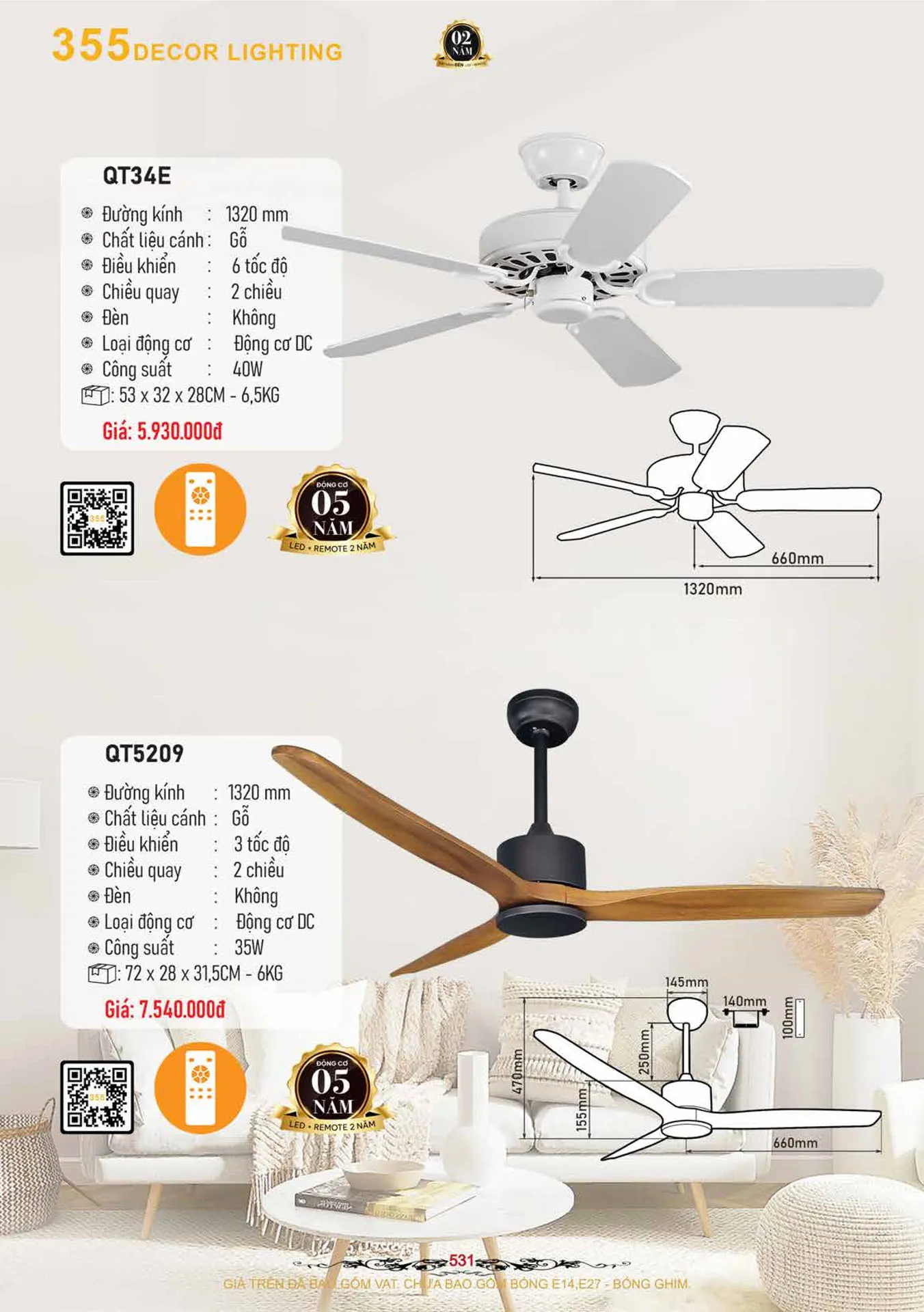 Catalogue Quạt Đèn Trang Trí 355 Decor 2026 - Trang 5)