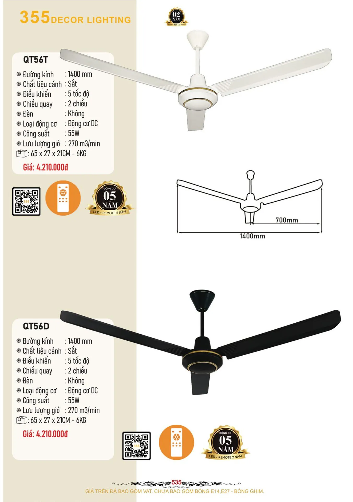 Catalogue Quạt Đèn Trang Trí 355 Decor 2026 - Trang 9)