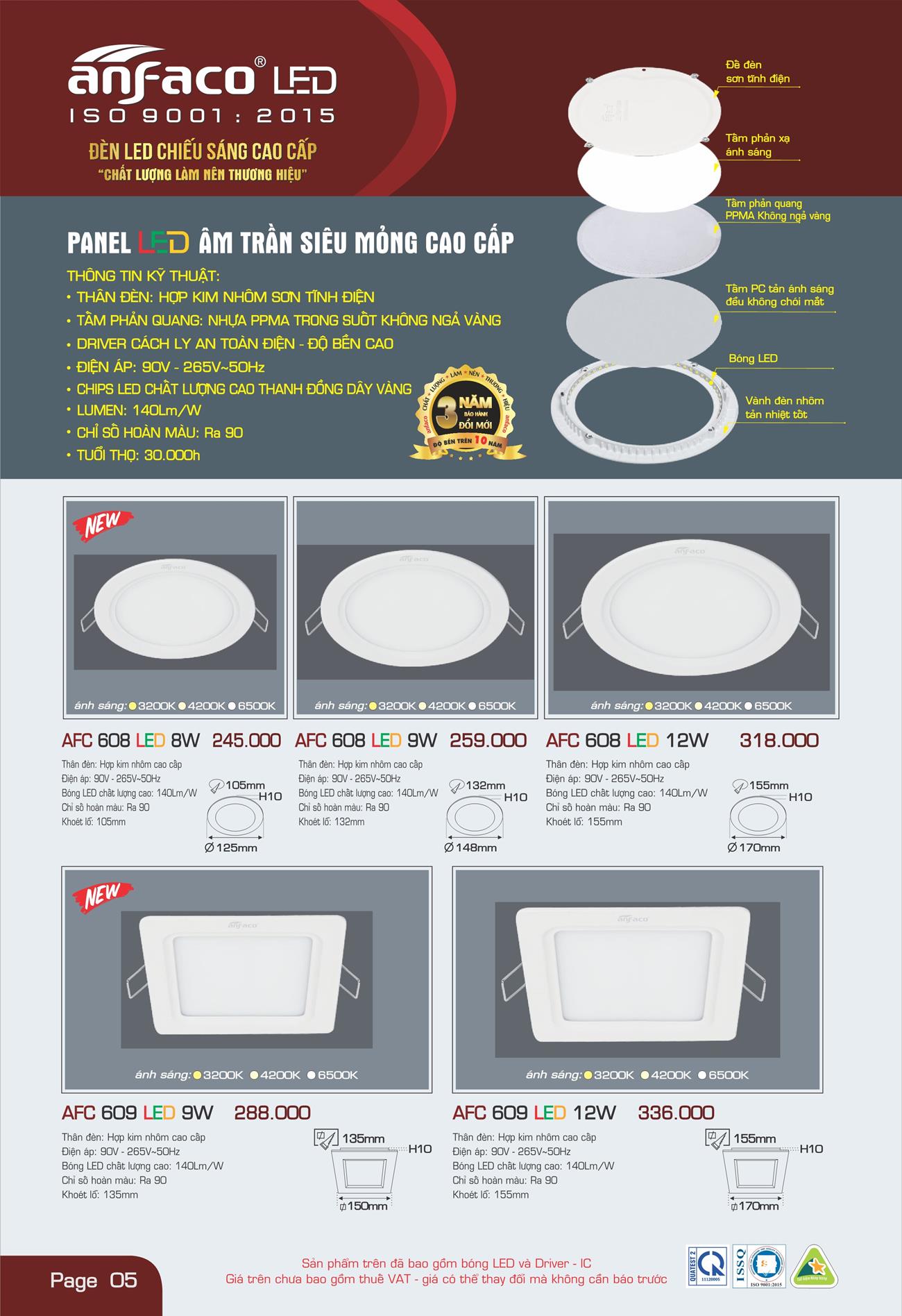 Bảng Giá Đèn Anfaco Lighting 2022 - Trang 6)