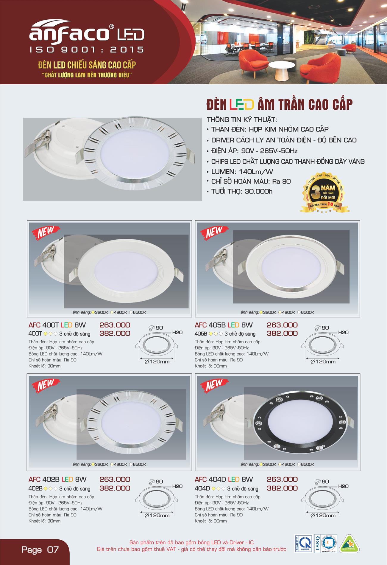 Bảng Giá Đèn Anfaco Lighting 2022 - Trang 8)